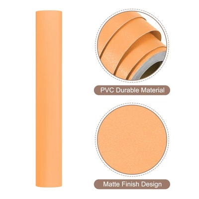 Unique Bargains Wallpaper, Peel And Stick Wallpaper Contact Paper Solid Color Vinyl Self-Adhesive Wall Paper Decorative Orange 118" X 15.7" - Image 2