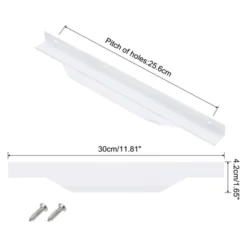 Unique Bargains Finger Edge Cabinet Pulls 160mm Hole Diameter White 6 Pcs