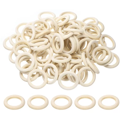 Unique Bargains Natural Wood DIY Craft Activity Kits Unfinished Solid Rings 100 Pcs - Image 7