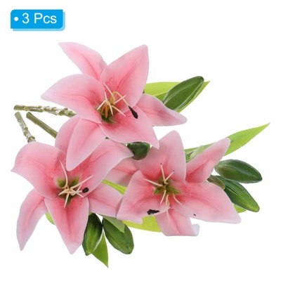 Unique Bargains Home Decor Lily Fake Artificial Flowers In Vase For Centerpiece Table - Image 2