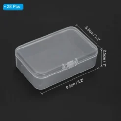 Unique Bargains Plastic Bead Art Craft Jewelry Storage Rectangle Boxes Clear 28 Pcs 3.3" X 2.2" X 1"