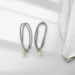 Unique Bargains Curtain Tiebacks Faux Pearl Strand Polyester Gray 2 Pcs