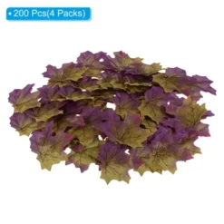 Unique Bargains Wedding Party Thanksgiving Halloween Decoration Fall Maple Artificial Leaves Purple 200 Pcs