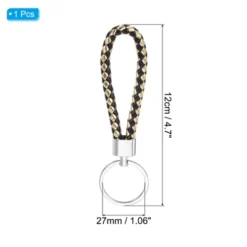 Unique Bargains Braided Leather Car Wallet Keychain With Stainless Steel Key Ring