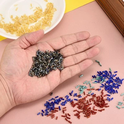 Unique Bargains Mini Smooth Loose Glass Bugle Beads For DIY Earrings Necklaces Making 1200 Pcs - Image 3