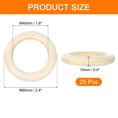 Unique Bargains Smooth Natural Unfinished Small Solid Wood Craft Ring 50 Pcs
