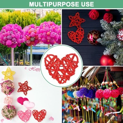 Unique Bargains Heart Shaped Wicker Rattan Balls 2.4 Inch Decorative 12 Pcs - Image 5