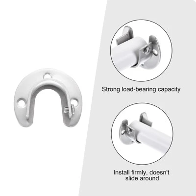 Unique Bargains Stainless Steel U-Shaped Design Closet Rod Brackets - Image 2