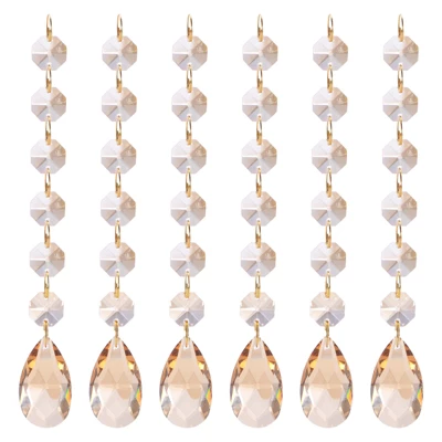 Unique Bargains Crystal Teardrop Octagon Beads Shiny Glass Pendants 6 Pcs - Image 5