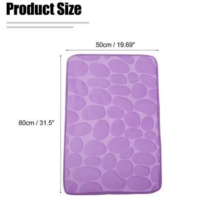Unique Bargains Cobblestone Pattern Bathroom Rugs Polyester Bath Mat Machine Washable Purple 80x50cm - Image 3