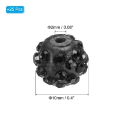 Unique Bargains Sparkling Disco Crystal Rhinestone Clay Beads DIY Craft Round Bead 0.4" 25 Pcs