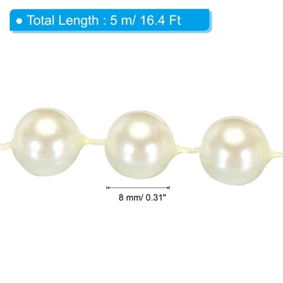 Unique Bargains Faux Decorative Jewelry Craft Pearl Beads Garland 8mm Dia
