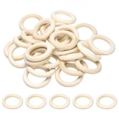 Unique Bargains Smooth Natural Unfinished Small Solid Wood Craft Ring 50 Pcs - Image 5