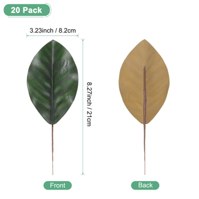 Unique Bargains Durable Fake Leaf Writable Artificial Green Leaf With Stems 20 Pcs - Image 2