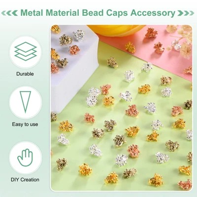 Unique Bargains Metal Alloy Flower Blossom Connectors Charm Bead Caps Jewelry Necklace 50 Pcs - Image 3