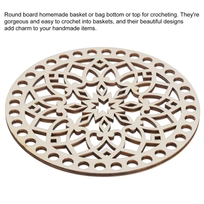 Unique Bargains Unfinished Wood Smooth Pre-Drilled Crochet Basket Base 5.5 Inch 4 Pcs - Image 2