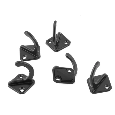 Unique Bargains Kitchen Door Clothes Hat Bag Wall Storage Hooks Black 5 Pcs - Image 3