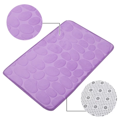Unique Bargains Cobblestone Pattern Bathroom Rugs Polyester Bath Mat Machine Washable Purple 80x50cm - Image 2