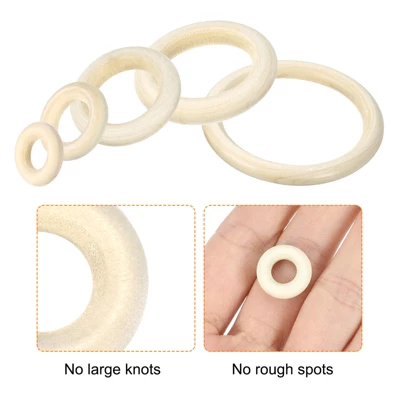 Unique Bargains Smooth Natural Unfinished Small Solid Wood Craft Ring 250 Pcs - Image 2