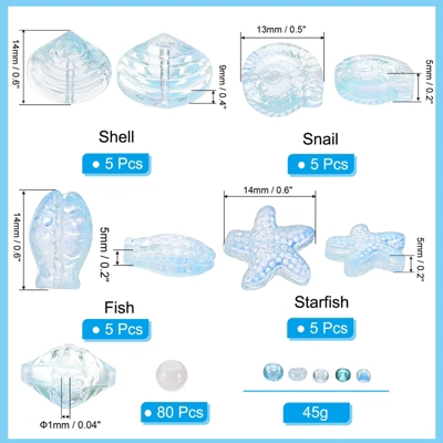 Unique Bargains Jewelry Making Craft Embellishments Ocean Animal Glass Beads