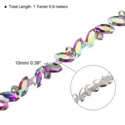 Unique Bargains Sewing DIY Jewelry Clothing Applique Bling Rhinestone Beaded Trim