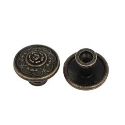 Unique Bargains Drawer Dresser Cabinet Single Hole Screw Mounted Pull Handle Knobs 1.2"x0.87" Bronze Tone 4 Pcs