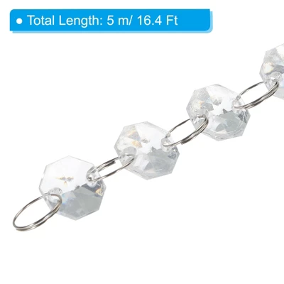 Unique Bargains Acrylic Octagon Chandelier Bead Chains For Craft Wedding Decor 16.4 Ft Transparent 1 Pc