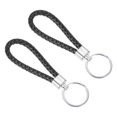 Unique Bargains PU Braided Leather Keychain For Bag Wallet Decoration 2 Pcs - Image 3