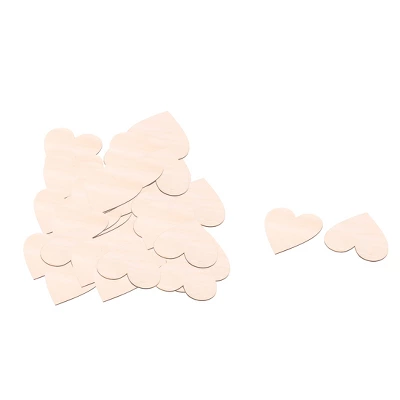 Unique Bargains Holiday Wooden Love Heart Shaped Wedding Decor Art Craft DIY Accessories Beige 50 Pcs - Image 3