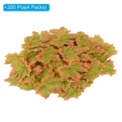 Unique Bargains Wedding Party Thanksgiving Halloween Decoration Autumn Maple Artificial Leaves Green 200 Pcs