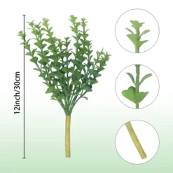 Unique Bargains Home Plastic Greenery Artificial Plants 12" 5 Pcs