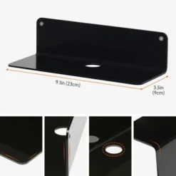 Unique Bargains Bathroom Bedroom Kitchen Acrylic Wall Floating Shelves 9" X 4" 3 Pcs