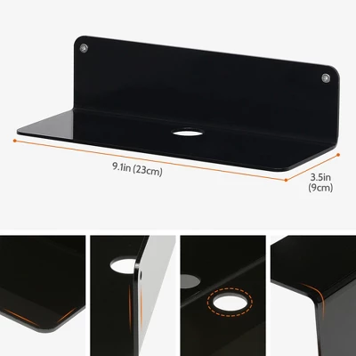 Unique Bargains Bathroom Bedroom Kitchen Acrylic Wall Floating Shelves 9" X 4" 3 Pcs