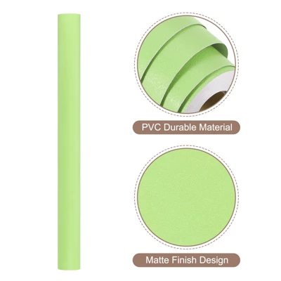 Unique Bargains Wallpaper, Peel And Stick Wallpaper Contact Paper Solid Color Vinyl Self-Adhesive Wall Paper Decorative Green 394"x23.6" - Image 2