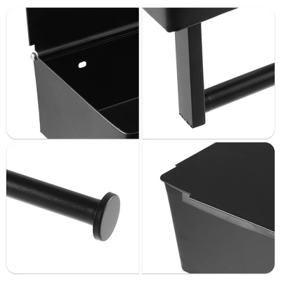 Unique Bargains Wall Mount With Phone Shelf For Kitchen Bathroom Toilet Paper Holder Black 1Pcs - Image 2