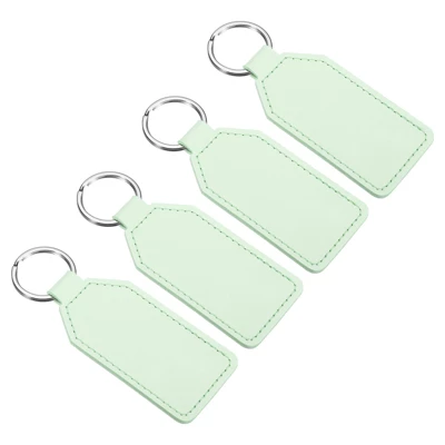 Unique Bargains PU Leather Keychain Blank With Key Rings For DIY Laser Engraving 4 Pcs - Image 7