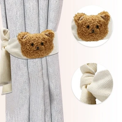 Unique Bargains Bears Curtain Ties For Drapes Brown Beige 2pcs - Image 2
