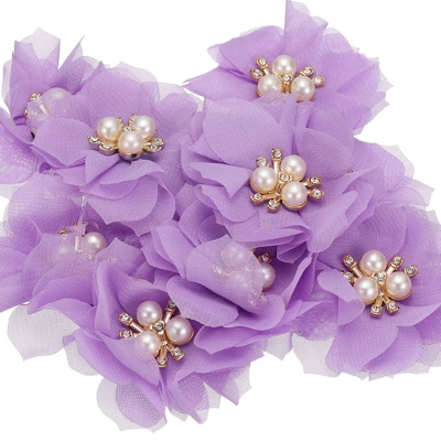 Unique Bargains Rhinestone Pearl Chiffon Flower For DIY Craft Wedding Party 10 Pcs - Image 17