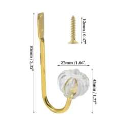 Unique Bargains Vintage Clothes Hooks 3.35"x1.77"x1.06" Gold Tone 4 Pcs