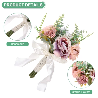 Unique Bargains Wedding Artificial Flower Bridal Artificial Flower Bouquet Multicolor 1 Pc