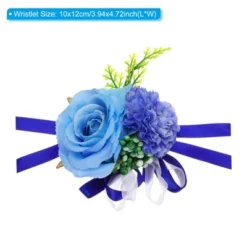 Unique Bargains Corsage Wristlet Adjustable Artificial Flower 2 Pcs