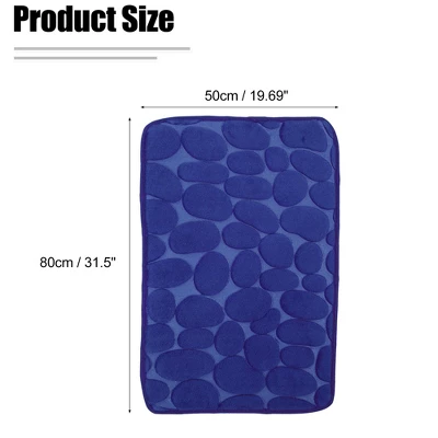Unique Bargains Cobblestone Pattern Bathroom Rugs Polyester Bath Mat Machine Washable Dark Blue 80x50cm - Image 3