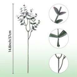 Unique Bargains Artificial Greenery Stems Floral Leaf For Wedding Centerpiece Decor 12 Pcs