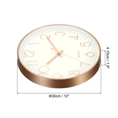 Unique Bargains Decorative Battery Operated Silent Non-Ticking Sweep Movement Wall Clock 12 Inch