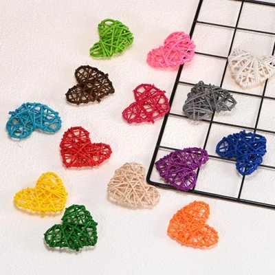 Unique Bargains Heart Shaped Wicker Rattan Balls 2.4 Inch Decorative 12 Pcs - Image 3