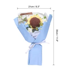 Unique Bargains Handmade Knitted Vibrant Color Low-Maintenance Artificial Flowers Blue