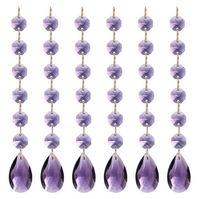 Unique Bargains Crystal Teardrop Octagon Beads Shiny Glass Pendants 6 Pcs - Image 8