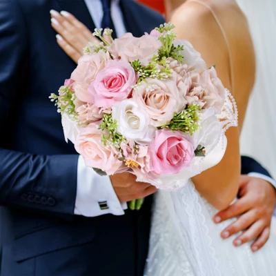 Unique Bargains Wedding Artificial Bouquet Silk Ribbon Bridal Bouquet 1 Pc - Image 7