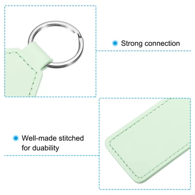 Unique Bargains PU Leather Keychain Blank With Key Rings For DIY Laser Engraving 4 Pcs - Image 3