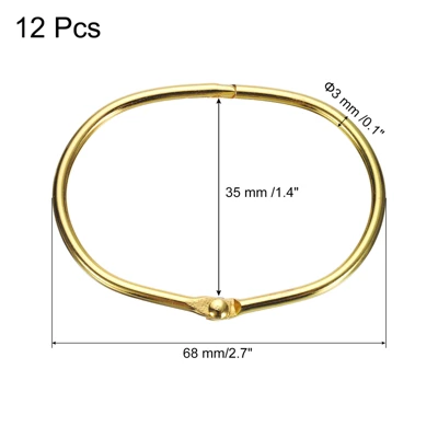 Unique Bargains Iron Durable Rustproof Snap Design Shower Curtain Rings 12 Pcs